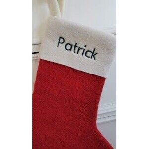 Christmas Felt Stocking with Embroidered Name: Patrick New